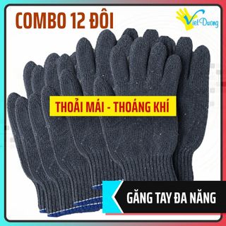 COMBO 6,12 ĐÔI Găng tay vải lao động cổ dài bền đẹp, màu ngẫu nhiên; bảo vệ tay khỏi bụi bẩn, trầy xước, tiện dụng khi làm việc.”