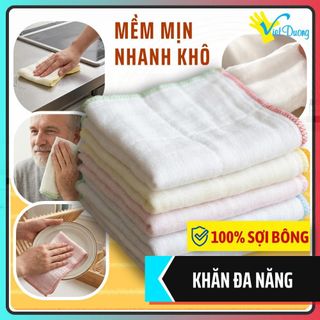 Set 5 Khăn Đa Năng VIỆT DƯƠNG 100% Sợi Bông, Mềm Mại, Thấm Hút Tốt, Dùng Lau Mặt, Lau Bếp, Lau Bàn - KHANSET5