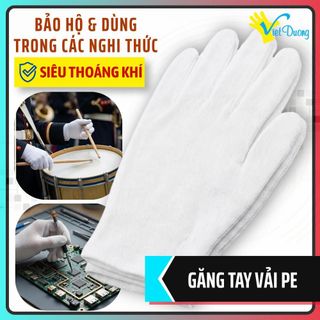 10 Đôi Găng Tay Nghi Thức Vải PE Trắng VIỆT DƯƠNG Co Giãn, Thoáng Khí, Êm Tay - GVPE
