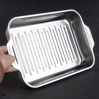 KHAY INOX HÌNH CHỮ NHẬT CÓ TAY CẦM 33x19x5cm (T120)