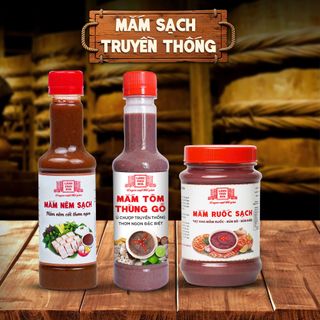 [Combo 3 dòng MẮM SẠCH] Mắm tôm thùng gỗ 290g, mắm ruốc sạch 260g, mắm nêm sạch 300g Làng Chài Xưa