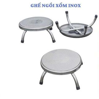 GHẾ INOX TRÒN CHÂN NGẮN NGỒI XỔM