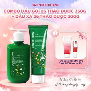 COMBO DẦU GỘI 26 THẢO DƯỢC [350G] + DẦU XẢ 26 THẢO DƯỢC [200G] TẶNG 1 TRONG 2