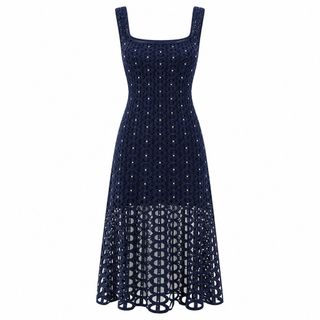 C161 Set Đầm Dệt Kim Hai Dây Kèm Áo Cardigan Đính Đá Họa Tiết Crochet Ôm Dáng Thanh Lịch Công Sở S M L XL