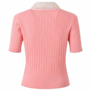 A103 Áo Dệt Kim Cổ Búp Bê Đính Ngọc Trai Cài Cúc Thanh Lịch French Chic - Size S M L