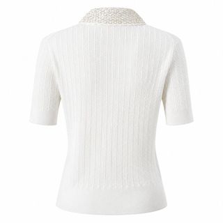 A103 Áo Dệt Kim Cổ Búp Bê Đính Ngọc Trai Cài Cúc Thanh Lịch French Chic - Size S M L