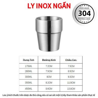 LY INOX 304 2 LỚP 350ml KIỂU NGẤN GORILLA CHEF (T160)