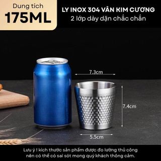 LY INOX 304 2 LỚP 175ml VÂN KIM CƯƠNG GORILLA CHEF (T300)