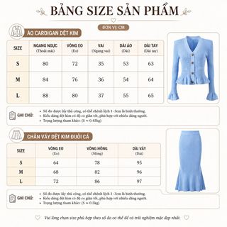 S151 Set Áo Cardigan Dệt Kim Cổ V + Chân Váy Đuôi Cá Nữ Thanh Lịch Công Sở Hàn Quốc Size S M L