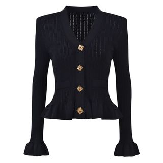 S151 Set Áo Cardigan Dệt Kim Cổ V + Chân Váy Đuôi Cá Nữ Thanh Lịch Công Sở Hàn Quốc Size S M L