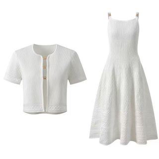 NPA MAISON Set Cardigan Dệt Kim & Đầm Hai Dây Nữ Dáng Dài Ôm Eo Tôn Dáng Thanh Lịch Phong Cách Hàn Quốc S M L XL