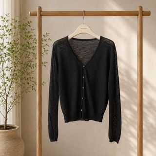 ELVIA Áo khoác cardigan chống nắng thiết kế theo phong cách Hàn Quốc thanh lịch. Nữ Cổ V Tay Dài Freesize