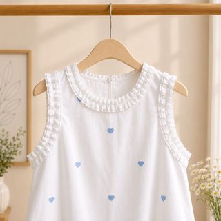 ELVIA Heart Embroidery Bubble Dress - Đầm Hoa Búp Thêu Tim Dáng Bồng Thanh Lịch Phong Cách Hàn Quốc - Freesize