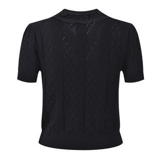 A111 Áo Cardigan Dệt Kim Ice Silk Cổ Polo Phối Bèo Đính Ngọc Trai Thanh Lịch Phong Cách Tiểu Thư - Size S M L