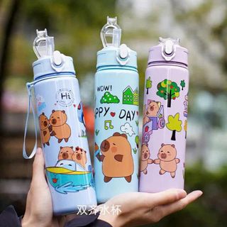 BÌNH NƯỚC CAPYBARA 750ml CÓ ỐNG HÚT KÈM QUAI XÁCH (T50)