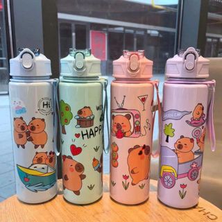 BÌNH NƯỚC CAPYBARA 750ml CÓ ỐNG HÚT KÈM QUAI XÁCH (T50)