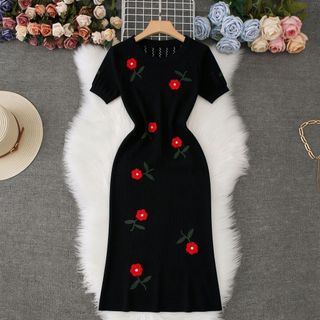 A115 French Embroidery Dress - Đầm Dệt Kim Thêu Hoa Thanh Lịch Dáng Ôm Cao Cấp - Size S M L XL