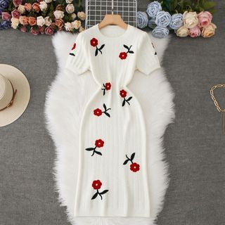 A115 French Embroidery Dress - Đầm Dệt Kim Thêu Hoa Thanh Lịch Dáng Ôm Cao Cấp - Size S M L XL