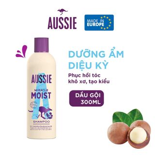 Dầu gội Aussie Miracle Moist 300ml chính hãng - Cấp ẩm sâu, phục hồi tóc khô xơ, mềm mượt chuẩn salon