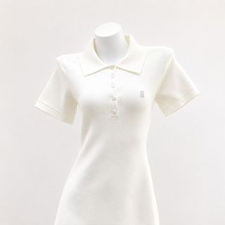 Đầm Polo Dệt Kim Xếp Ly Thanh Lịch Nữ Cao Cấp | Màu Trắng | Size S M L