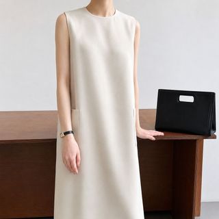 A125 Đầm Vest Suông Thanh Lịch Hàn Nhật | Đầm Liền Thân Không Tay Cổ Tròn Dáng Suông | Freesize