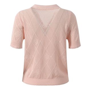 NPA Maison Áo Cardigan Dệt Kim Ice Silk Cổ V Đính Hạt Ngọc Phối Họa Tiết Trám Hoa Móc Thanh Lịch Công Sở - Size S M L