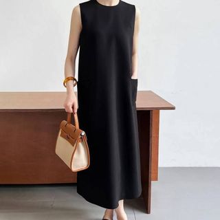 A125 Đầm Vest Suông Thanh Lịch Hàn Nhật | Đầm Liền Thân Không Tay Cổ Tròn Dáng Suông | Freesize