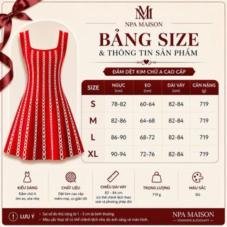 A133 Đầm Dệt Kim Eo Cao Chữ A Old Money Sang Trọng – Đen/Xanh Da Trời/Hồng/Đỏ – Size S/M/L/XL