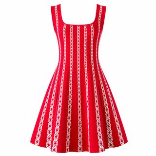 A133 Đầm Dệt Kim Eo Cao Chữ A Old Money Sang Trọng – Đen/Xanh Da Trời/Hồng/Đỏ – Size S/M/L/XL