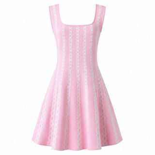 A133 Đầm Dệt Kim Eo Cao Chữ A Old Money Sang Trọng – Đen/Xanh Da Trời/Hồng/Đỏ – Size S/M/L/XL