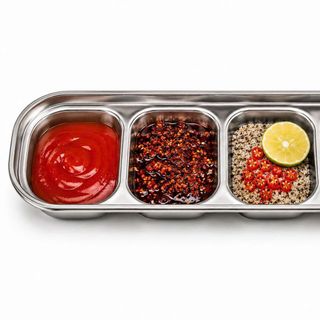KHAY ĐỰNG NƯỚC CHẤM INOX 4 NGĂN (T300)