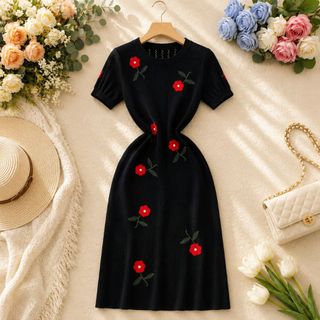 ALVIA French Embroidery Dress - Đầm Dệt Kim Thêu Hoa Thanh Lịch Dáng Ôm Cao Cấp - Size S M L XL