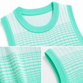 A136 Đầm Maxi Dệt Kim Gradient Nữ Cổ Tròn Không Tay Phong Cách Resort Đi Biển