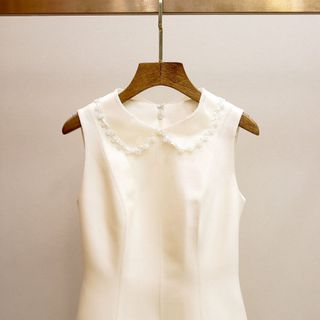 A121 Grace Pearl – Đầm Suông Cổ Búp Bê Đính Ngọc Trai Cao Cấp – Size S M L