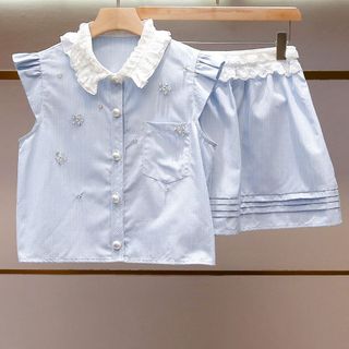 A110 Set Áo Sơ Mi Đính Đá Kèm Chân Váy Cao Cấp | Set Đầm Công Sở Nữ Thanh Lịch | Size S M L