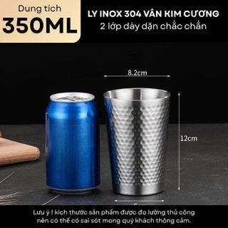 LY INOX 304 2 LỚP 350ml VÂN KIM CƯƠNG GORILLA CHEF (T160)