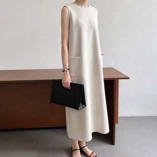 Noble Muse Đầm Vest Suông Thanh Lịch Hàn Nhật | Đầm Liền Thân Không Tay Cổ Tròn Dáng Suông | Freesize