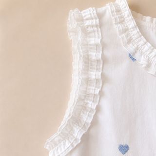 A118 Heart Embroidery Bubble Dress - Đầm Suông Hoa Búp Cổ Tròn Thêu Tim Phong Cách Hàn Quốc - Freesize