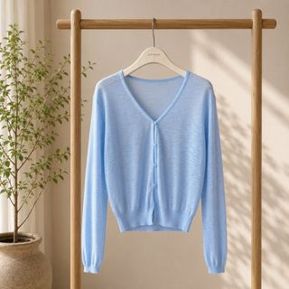 ALVIA Áo khoác cardigan chống nắng thiết kế theo phong cách Hàn Quốc thanh lịch. Nữ Cổ V Tay Dài Freesize
