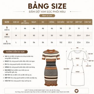 A120 Đầm Dệt Kim Sọc Phối Màu Thanh Lịch Cổ Tròn Dáng Ôm Nhẹ – Size S M L