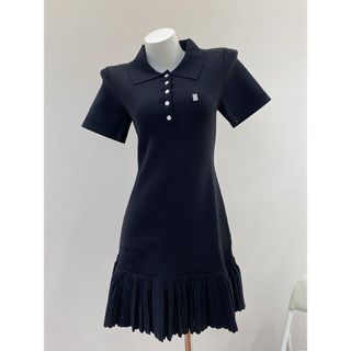 A123 Đầm Polo Dệt Kim Xếp Ly Dáng Ôm Cao Cấp Màu Đen | Đầm Nữ Thanh Lịch Golf Tennis | Size S M L