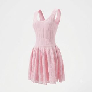 A137 Đầm Dệt Kim Sát Nách Cổ U Dáng Xòe Đan Lỗ Thanh Lịch Phong Cách Tiểu Thư - Size S M L