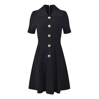 D150 Đầm Dệt Kim Polo Chữ A Nữ Tay Ngắn Khóa Kéo Eo Chiết Tôn Dáng Thanh Lịch Hàn Quốc Size XS S M L XL