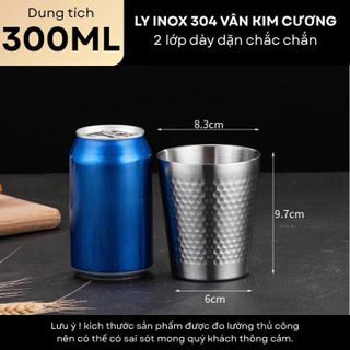 LY INOX 304 2 LỚP 300ml VÂN KIM CƯƠNG GORILLA CHEF (T300)