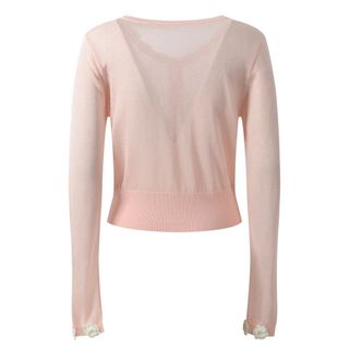 Noble Muse Áo Cardigan Dệt Kim Ice Silk Cổ Tròn Đính Hoa Nổi 3D Tay Dài Thanh Lịch Phong Cách Hàn Quốc - Size S M L