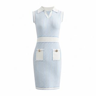 ORVIA Blue Stripe Polo Collection | Đầm Dệt Kim Polo Sọc Xanh Trắng Cao Cấp | S M L