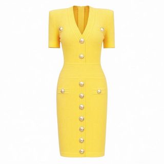 D148 Đầm Dệt Kim Nữ Cổ V Body Ôm Tôn Dáng Tay Ngắn Viscose Cao Cấp Thanh Lịch Công Sở Size S-XL