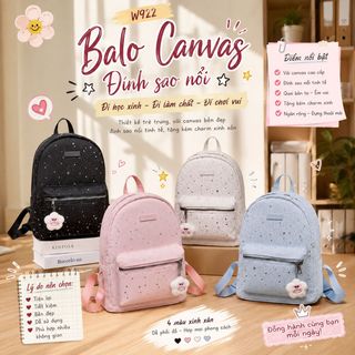 ⭐ BALO Đính Sao W922 – Vải Canvas Dáng Rộng, Quai Bản To, Đeo Lên Cực Xinh