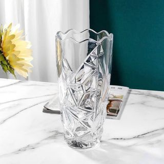 BÌNH CẮM HOA THỦY TINH CAO CẤP 30cm HỌA TIẾT PHA LÊ (T8)