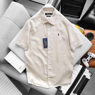 SƠ MI LINEN POLO NGẮN TAY NAM. Chất vải linen tưng - mềm - ko pha.